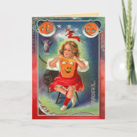Vintages Halloween-Träumen vom Wesen einer Hexe