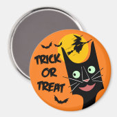 Vintages Halloween - Trick oder Treat Black Cat Magnet (Vorderseite/Rückseite)