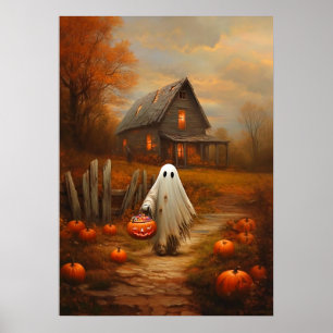Vintages Halloween-Trick-oder-Treating-Ghost Poster