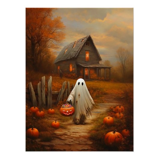 Vintages Halloween-Trick-oder-Treating-Ghost Poster (Vorderseite)