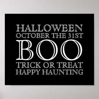 Vintages Halloween Typografy Poster Sign - B&W