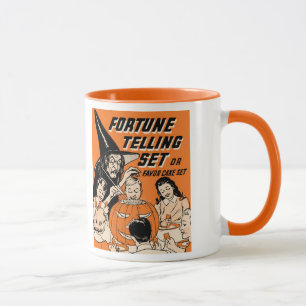 Vintages Halloween-Vermögen, das Set mit Hexe sag Tasse