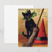 Vintages Halloween von Ellen Clapsaddle, Black Cat Einladung (Vorne/Hinten)