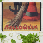 Vintages Halloween von Ellen Clapsaddle, Black Cat Geschirrtuch (Gefaltet)