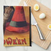 Vintages Halloween von Ellen Clapsaddle, Black Cat Geschirrtuch (Viertel Falte)