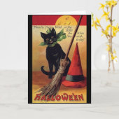 Vintages Halloween von Ellen Clapsaddle, Black Cat Karte (Gelbe Blume)
