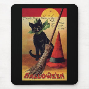 Vintages Halloween von Ellen Clapsaddle, Black Cat Mousepad