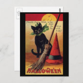 Vintages Halloween von Ellen Clapsaddle, Black Cat Postkarte (Vorne/Hinten)