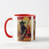 Vintages Halloween von Ellen Clapsaddle, Black Cat Tasse (Links)