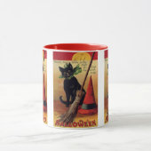 Vintages Halloween von Ellen Clapsaddle, Black Cat Tasse (Zentrum)