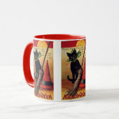 Vintages Halloween von Ellen Clapsaddle, Black Cat Tasse (Vorderseite Links)