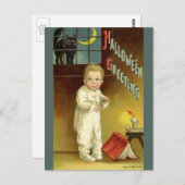 Vintages Halloween von Ellen Clapsaddle, Ghost Sto Postkarte (Vorne/Hinten)