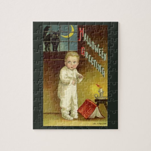 Vintages Halloween von Ellen Clapsaddle, Ghost Sto Puzzle (Vertikal)
