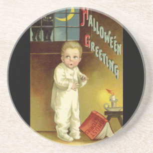 Vintages Halloween von Ellen Clapsaddle, Ghost Sto Sandstein Untersetzer