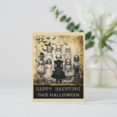 Vintages Halloween Zombie Happy Haunting Postkarte (Stehend Vorderseite)
