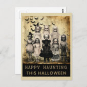 Vintages Halloween Zombie Happy Haunting Postkarte (Vorne/Hinten)