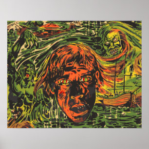 Vintages Halloween Zombies, Grafitti Street Art Poster