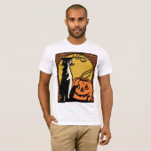 Vintages Halloweenkatze und -Jack O'Lantern Shirt (Vorne ganz)
