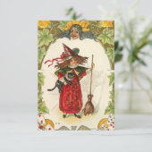 Vintages Hallowen Hexe-Bild auf Einladungen (Stehend Vorderseite)