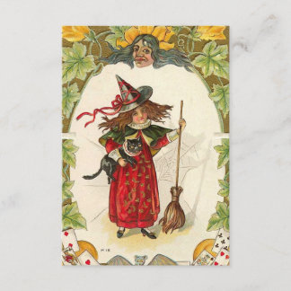 Vintages Hallowen Hexe-Bild auf Einladungen