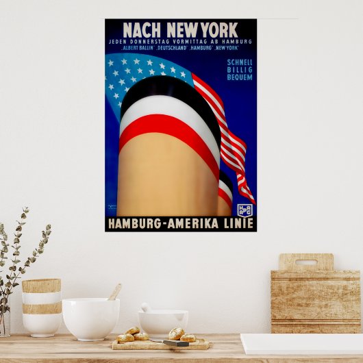 Vintages Hamburger Schiff-Poster Poster (Küche)