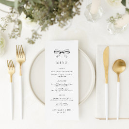 Vintages Hand Drawn Bow Black Wedding Menu Menükarte