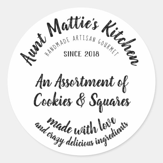 Vintages handgefertigtes Kunsthandwerksnahrungsmit Runder Aufkleber (Vorderseite)