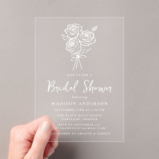 Vintages handGezeichnet Rose Bouquet Brautparty Acryleinladungen (Insitu (Handheld))