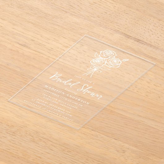 Vintages handGezeichnet Rose Bouquet Brautparty Acryleinladungen (Ablage )