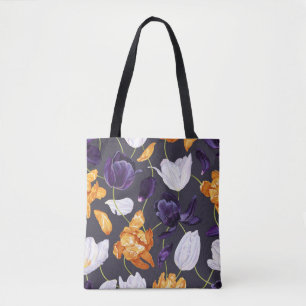 Vintages handGezeichnet Tulips Dunkles Muster Tasche