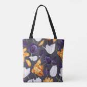Vintages handGezeichnet Tulips Dunkles Muster Tasche (Rückseite)