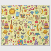 Vintages, handgezeichnetes, nahtloses Muster mit D Geschenkpapier (Flach)