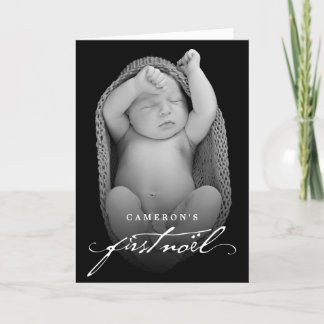 Vintages Handwriting Script Baby's First Weihnacht Feiertagskarte