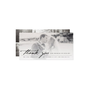 Vintages Handwriting-Script Classic 6-Foto-Hochzei Dankeskarte