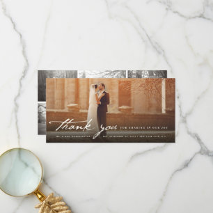 Vintages Handwriting-Script Classic 6-Foto-Hochzei Dankeskarte