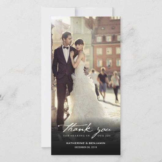 Vintages Handwriting-Skript Klassisches Foto Hochz Dankeskarte (Vorderseite)