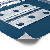Vintages Hardware-Poster Bolts-Hinges CyanBlueprin Poster (Ecke)