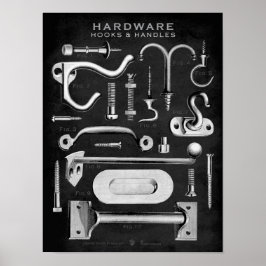Vintages Hardware-Poster-Haken-Handles-Blackboard Poster