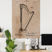 Vintages Harfenpatent Poster (Heimbüro)