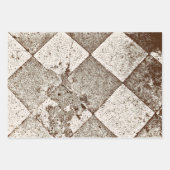 Vintages Harlequin Inspiriert Alte Sepia Textur Geschenkpapier Set (Vorderseite)