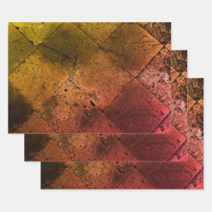 Vintages Harlequin Inspiriert Orange Rust Textur Geschenkpapier Set