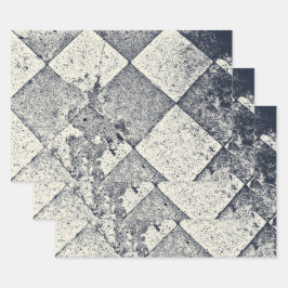 Vintages Harlequin Inspirierte Schwarz-Weiß-Textur Geschenkpapier Set
