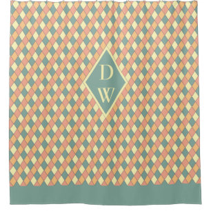 Vintages Harlequine Diagonal in Pastels Monogram Duschvorhang