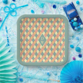Vintages Harlequine Diagonal in Pastels Monogram Pappteller (Party)