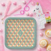 Vintages Harlequine Diagonal in Pastels Monogram Pappteller (Party)