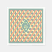 Vintages Harlequine Diagonal in Pastels Monogram Serviette (Vorderseite)