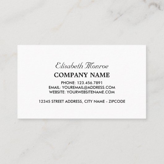 Vintages Hartglas Visitenkarte (Rückseite)