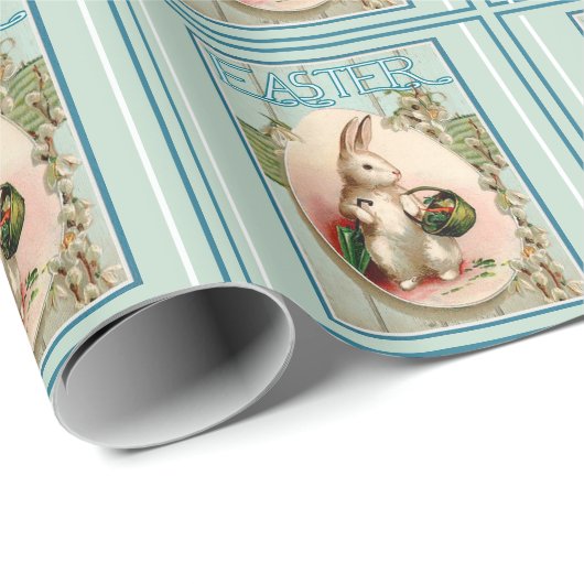 Vintages Hasen- und Ostereier Geschenkpapier (Rolleneckpunkt)