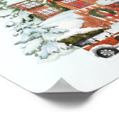 Vintages Haus Frohe Weihnachten Schnee Winterlands Poster (Ecke)