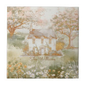 Vintages Haus im Grünen Wiesen Fliese (Vorderseite)